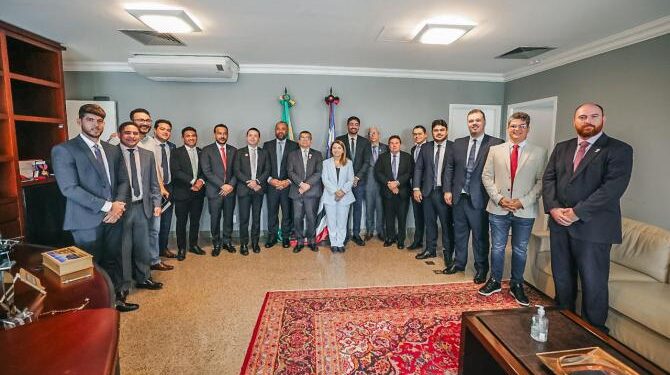 Iracema Vale e demais deputados reunidos com o corregedor do TRE-MA, desembargador José Gonçalo Filho