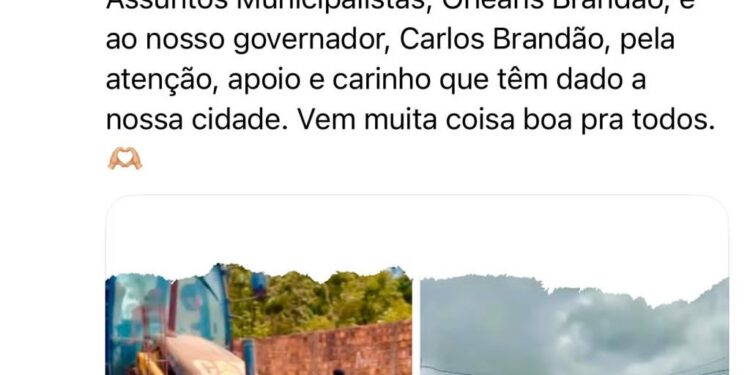 Dudu Diniz agradece Brandão e Orleans por obras de pavimentação asfáltica na Estrada de Santana em Ribamar