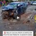 Caminhonete avança sobre o canteiro em frente à Rodoviária de São Luís e bate em poste de iluminação